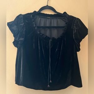 Free people velvet black crop top size S